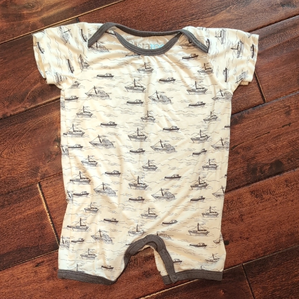 White and Gray Nautical Bodysuit One Piece